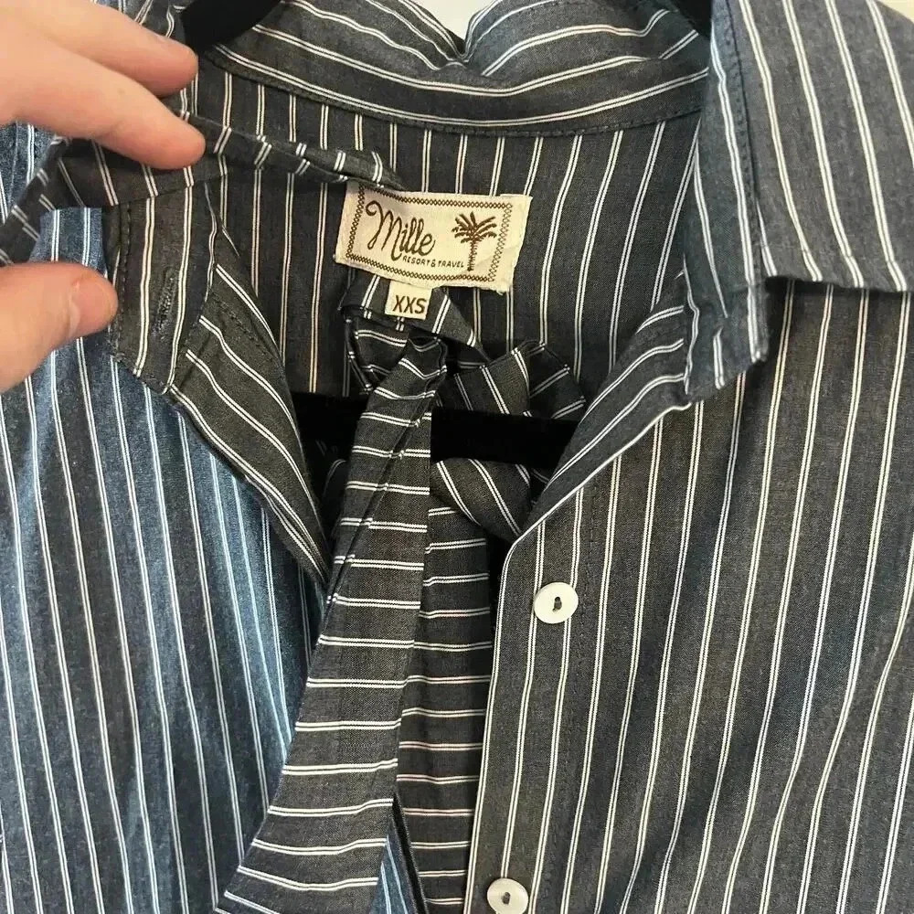 Mille Resort & Travel Striped Maxi Button Up Dress Belted Size XXS - Picture 4 of 6